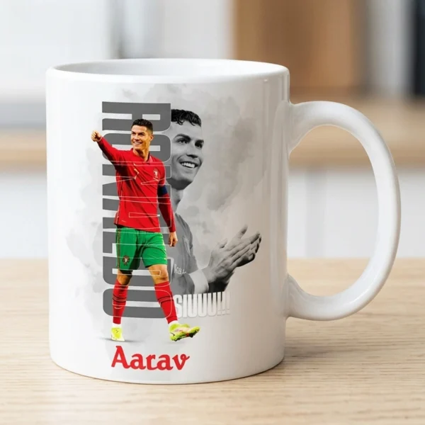 Custom Name Ronaldo Minimalist Collage Style Ceramic Coffee Mug