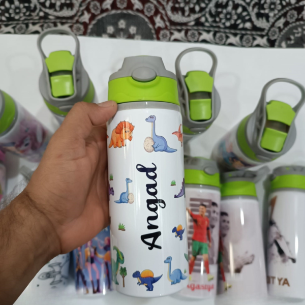 Custom Name Dinosaur Insulated Kids Water Bottle - Image 5