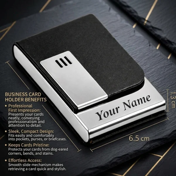 Custom Name Stainless Steel Business Card Holder - Image 2