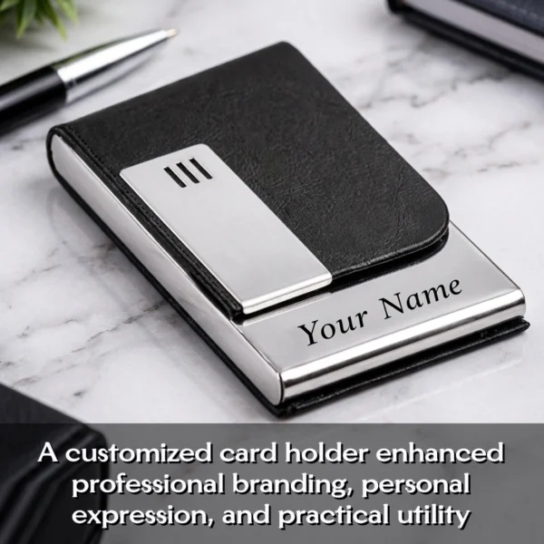 Custom Name Stainless Steel Business Card Holder - Image 3