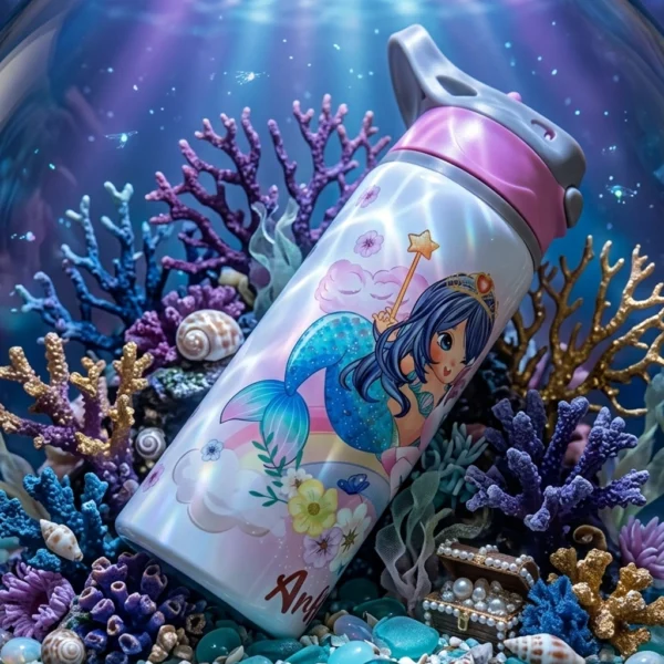 Personalized Mermaid Unicorn Kids Water Bottle